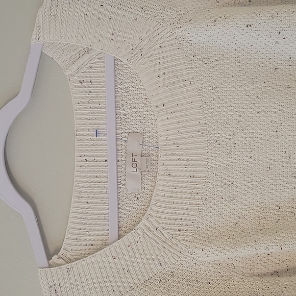 LOFT Cream Speckled Scoop-Neck Knit Sweater - Picture 7 of 8